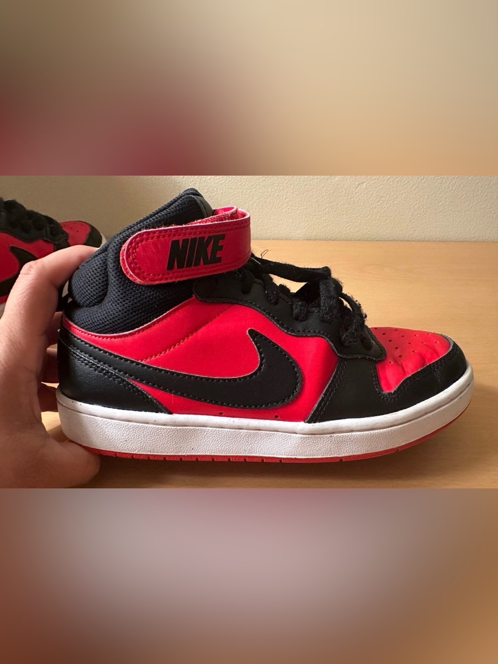 Nike Court Borough Mid 2 Big Kids' Boys Red/Black Shoes Size 5Y - Picture 11 of 12